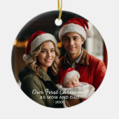 Onze Eerste Kerstmis als Mam en Pap Foto Keramisch Ornament (Voorkant)