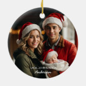 Onze Eerste Kerstmis als Mam en Pap Foto Keramisch Ornament (Achterkant)