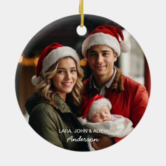 Onze Eerste Kerstmis als Mam en Pap Foto Keramisch Ornament (Achterkant)