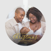 Onze eerste Kerstmis als Mam en Pap Gold Foil Ornament (achterkant)