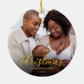 Onze eerste Kerstmis als Mam en Pap Gold Foto Keramisch Ornament (Achterkant)