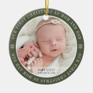 Onze eerste Kerstmis als mam & pap Moderne Twee Fo Keramisch Ornament