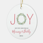 Onze eerste Kerstmis als mama en papa Joy Wreate Keramisch Ornament (Links)
