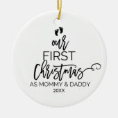Onze eerste Kerstmis als mama en papa Keramisch Ornament (Voorkant)