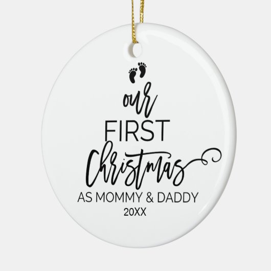 Onze eerste Kerstmis als mama en papa Keramisch Ornament (Links)