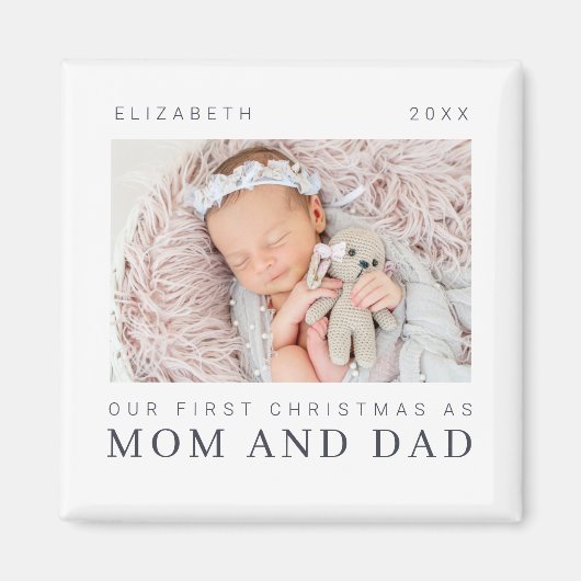 Onze eerste Kerstmis als mama en papa Modern Chic Magneet (Voorkant)