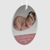 Onze eerste Kerstmis als mama en papa Roze Ornament (voorkant)