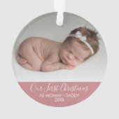 Onze eerste Kerstmis als mama en papa Roze Ornament (achterkant)