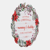 Onze eerste Kerstmis als mama en papa Rustic Wreat Ornament Kaart (Rechts)