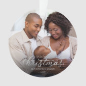 Onze eerste Kerstmis als mama en papa Silver Foil Ornament (voorkant)