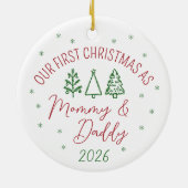 Onze Eerste Kerstmis Als Mamma en Papa Keramisch Ornament (Achterkant)
