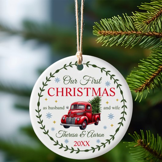 Onze Eerste Kerstmis als man en vrouw Keramisch Ornament