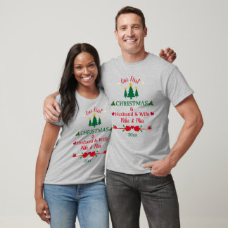 Onze eerste Kerstmis als man & vrouw paar T-shirt