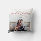Onze Eerste Kerstmis als Meneer en Mevrouw Foto Kussen (Achterkant)