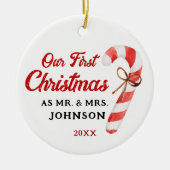 Onze Eerste Kerstmis Als Meneer en Mevrouw Jonggeh Keramisch Ornament (Voorkant)