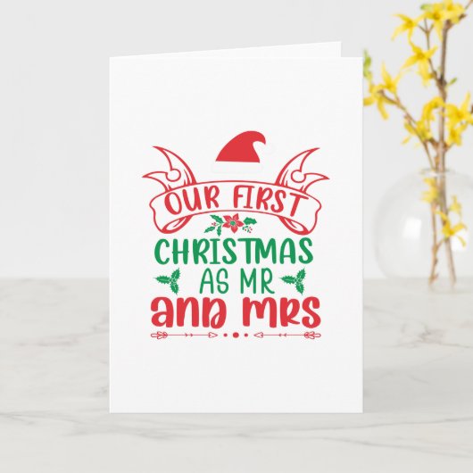 Onze Eerste Kerstmis Als Meneer En Mevrouw-kerstmi Kaart (Gele Bloem)