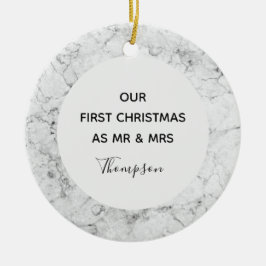 Onze eerste Kerstmis als meneer en mevrouw Marble Keramisch Ornament