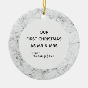 Onze eerste Kerstmis als meneer en mevrouw Marble  Keramisch Ornament