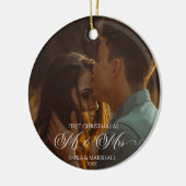 Onze Eerste Kerstmis Als Meneer & Mevrouw Aangepas Keramisch Ornament (Links)