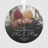 Onze Eerste Kerstmis Als Meneer & Mevrouw Elegante Ornament (achterkant)