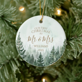Onze Eerste Kerstmis Als Meneer & Mevrouw Foto Den Keramisch Ornament