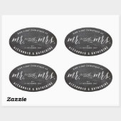 Onze Eerste Kerstmis Als Meneer & Mevrouw Krijtbor Ovale Sticker (Vel)