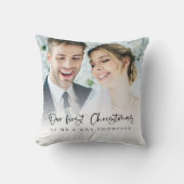 Onze Eerste Kerstmis Als Meneer Mevrouw Script Fot Kussen (Voorkant)