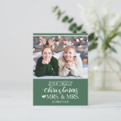 Onze eerste Kerstmis als mevrouw en mevrouw newlyw Feestdagenkaart (Staand voorkant)