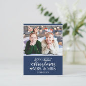 Onze eerste Kerstmis als mevrouw en mevrouw newlyw Feestdagenkaart (Staand voorkant)