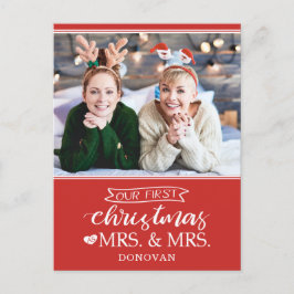 Onze eerste Kerstmis als mevrouw en mevrouw newlyw Feestdagenkaart