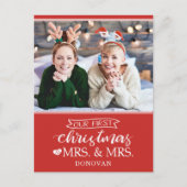 Onze eerste Kerstmis als mevrouw en mevrouw newlyw Feestdagenkaart (Voorkant)