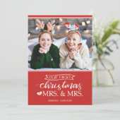 Onze eerste Kerstmis als mevrouw Lgbt Feestdagenkaart (Staand voorkant)