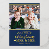 Onze eerste Kerstmis als mevrouw Lgbt Folie Feestdagenkaart (Voorkant)