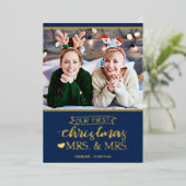 Onze eerste Kerstmis als mevrouw Lgbt Folie Feestdagenkaart (Staand Voorkant)