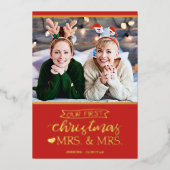 Onze eerste Kerstmis als mevrouw Lgbt Folie Feestdagenkaart (Voorkant)