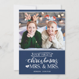 Onze eerste Kerstmis als mevrouw Lgbt Holiday Kaar Feestdagenkaart