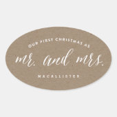 Onze Eerste Kerstmis Als Mijnheer En Mevrouw Kraft Ovale Sticker (Voorkant)