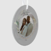 Onze Eerste Kerstmis Als Mijnheer & Mevrouw Zilver Ornament (voorkant)