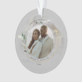 Onze Eerste Kerstmis Als Mijnheer & Mevrouw Zilver Ornament (voorkant)