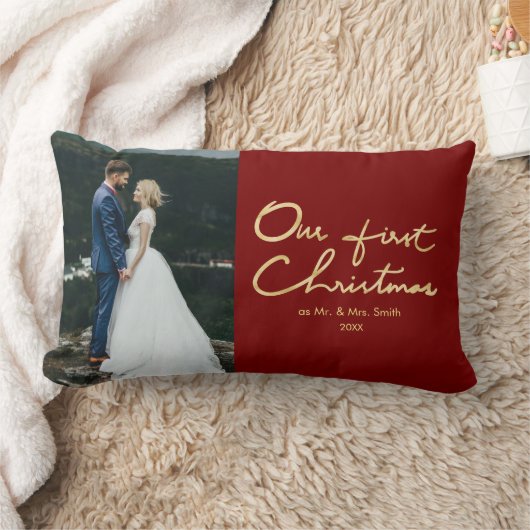 Onze eerste Kerstmis als Mr. en mevrouw |Foto Pas  Kussen (Deken)