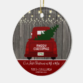 Onze eerste Kerstmis als Mr. en mevrouw  Truck Ce Keramisch Ornament (Links)