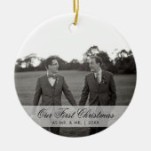 Onze eerste Kerstmis als Mr. en Mr. Photo Gay Keramisch Ornament (Voorkant)