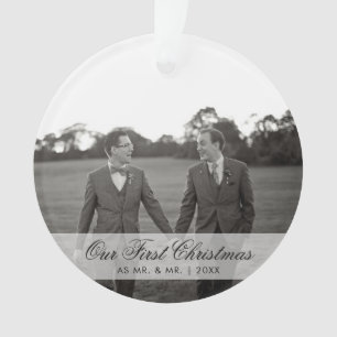 Onze eerste Kerstmis als Mr. en Mr. Photo Gay Ornament