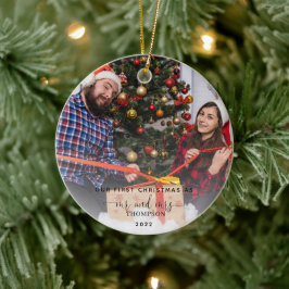 Onze eerste Kerstmis als Mr. en Mrs. 2 Foto Keramisch Ornament