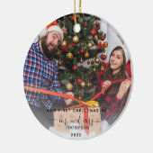 Onze eerste Kerstmis als Mr. en Mrs. 2 Foto Keramisch Ornament (Links)