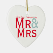 Onze Eerste Kerstmis als Mr en Mrs Couples Keramisch Ornament (Rechts)