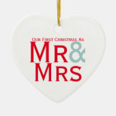 Onze Eerste Kerstmis als Mr en Mrs Couples Keramisch Ornament (Voorkant)