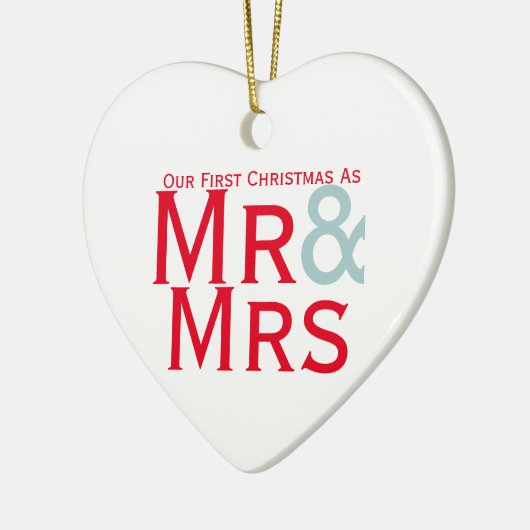 Onze Eerste Kerstmis als Mr en Mrs Couples Keramisch Ornament (Links)