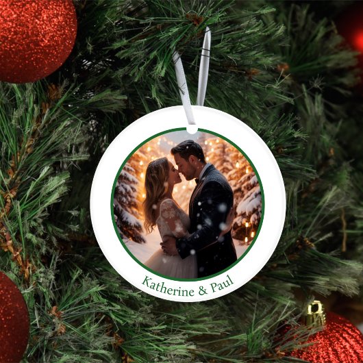 Onze eerste Kerstmis als Mr en Mrs Custom Photo Keramisch Ornament