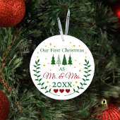 Onze eerste Kerstmis als Mr en Mrs Custom Photo Keramisch Ornament